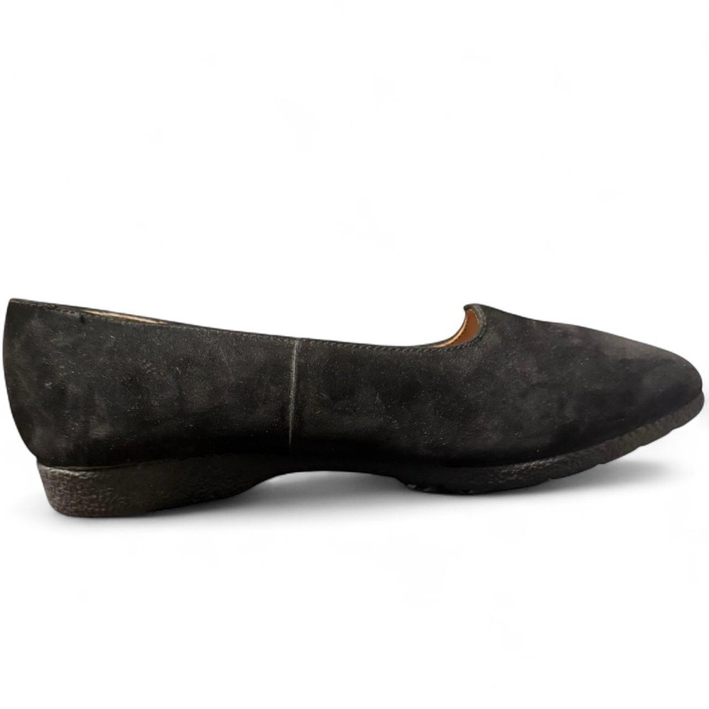 1980s Minimalist Black Suede Square Toe Flats by Mobility